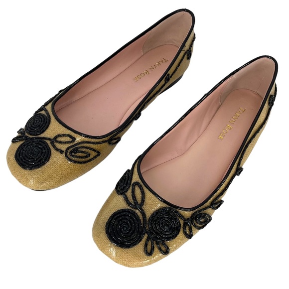 Taryn Rose Bubka Embroidered Coated Canvas Leather Flats Size 7.5 - Picture 13 of 13